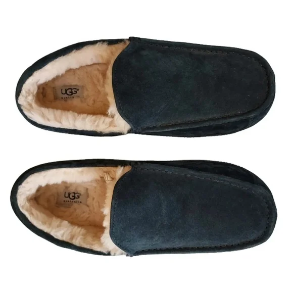 UGG Men's Blue Suede Moccasin Slipper Shoe Size 12